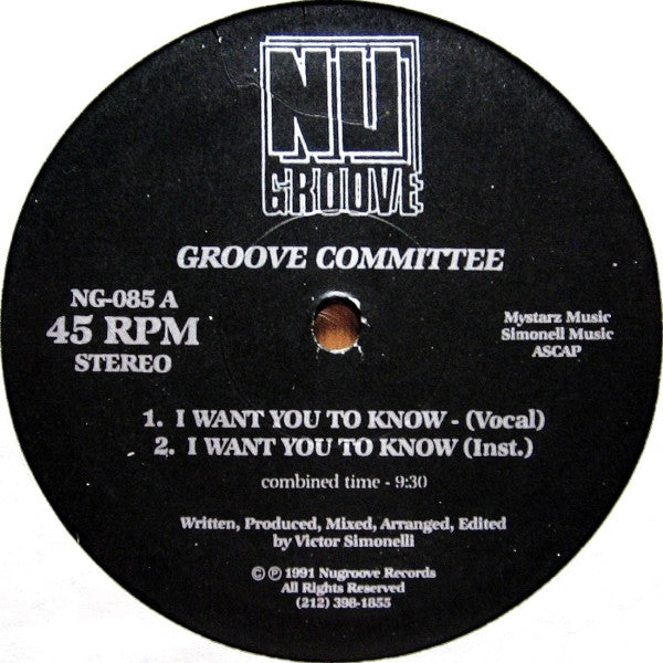 Groove Committee – I Want You To Know